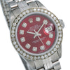 Rolex Lady-Datejust Diamond Watch, 6917 26mm, Red Custom Diamond Dial With 1.3 CT Diamonds