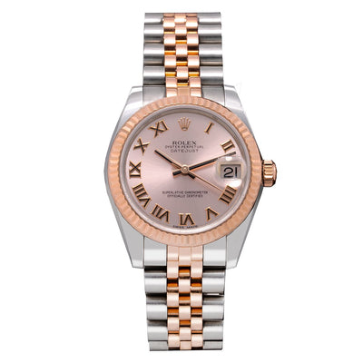 Two Tone Rolex DateJust 178271 31mm Pink Champagne Dial with Roman Numerals