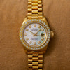 Rolex Lady-Datejust Diamond Watch, 69178 26mm, Silver Mother of Pearl Diamond Dial With Yellow Gold President Bracelet