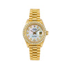 Rolex Lady-Datejust Diamond Watch, 69178 26mm, Silver Mother of Pearl Diamond Dial With Yellow Gold President Bracelet