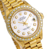 Rolex Lady-Datejust Diamond Watch, 69178 26mm, Silver Mother of Pearl Diamond Dial With Yellow Gold President Bracelet