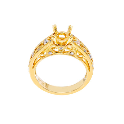 18K Yellow Gold Round Shaped  Ring