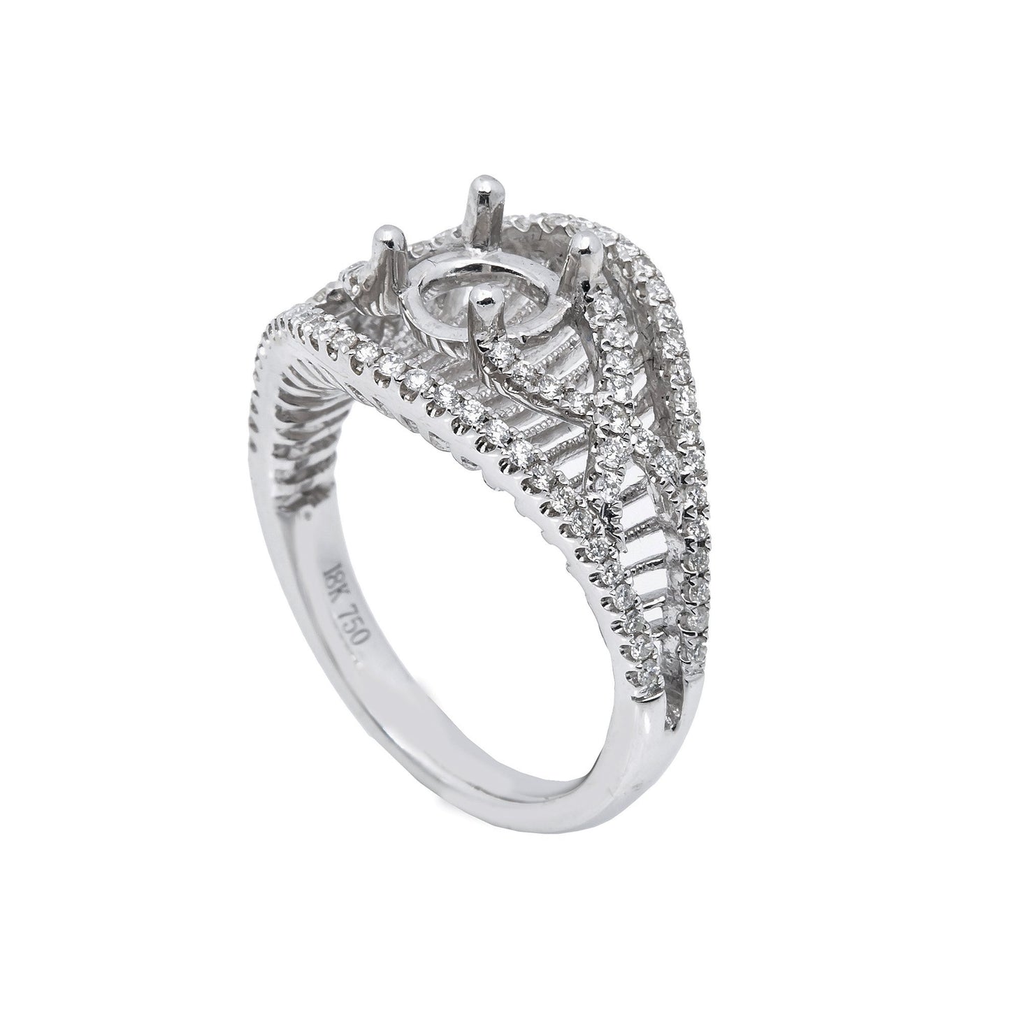 18K White Gold Round Shape Ring
