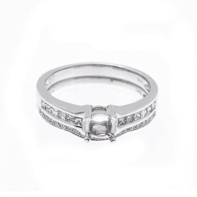 14K White Gold Double Round Shape Ring