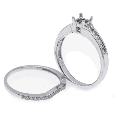 14K White Gold Double Round Shape Ring