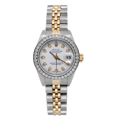 Rolex Datejust Two Tone Diamond Watch, 6917 26mm, White Dial With 1.2CT Diamond Bezel