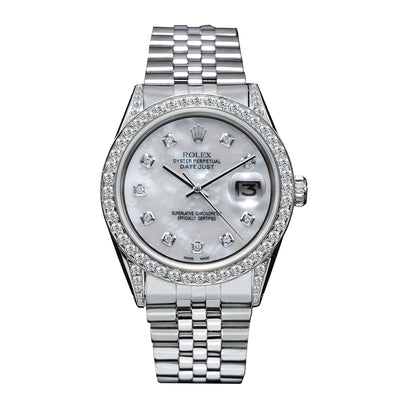 Rolex DateJust Diamond Watch, 179174 36mm, Silver Mother of Pearl with 2.5CT Diamond Bezel