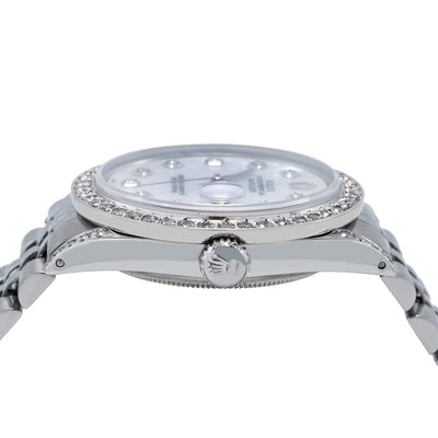 Rolex DateJust Diamond Watch, 179174 36mm, Silver Mother of Pearl with 2.5CT Diamond Bezel