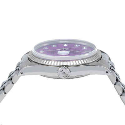 Rolex Datejust Diamond Watch, 116200 36mm, Purple Dial with Diamond Hour Markers