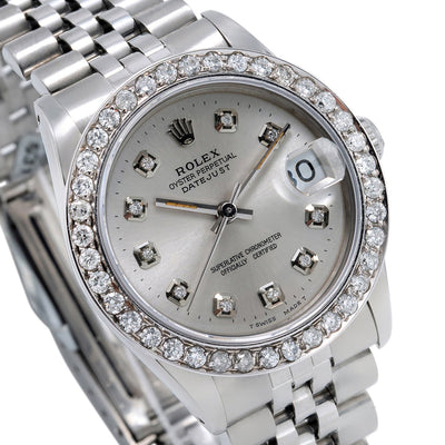 Rolex Datejust Diamond Watch, 68274 31mm, Silver Dial with 1.05CT Diamond Bezel