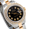 Rolex DateJust Two Tone Diamond Watch, 6917 26mm, Black Dial With 0.90Ct Diamond Bezel