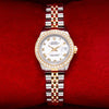 Rolex Datejust Two Tone Diamond Watch, 69173 26mm, White with Roman Numerals Dial with 0.80CT Diamond Bezel