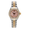 Rolex Oyster Perpetual Diamond Watch, 26mm, Pink Dial With 0.90CT Diamond Bezel