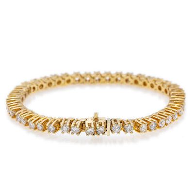 14K Yellow Gold Men's Tennis Bracelet With 8 CT Diamonds