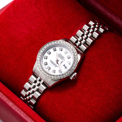 Rolex DateJust Diamond Watch, 69160 26mm, Silver Dial with 0.90CT Diamond Bezel