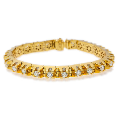 14K Yellow Gold Men's Tennis Bracelet With 9.50 CT Diamonds