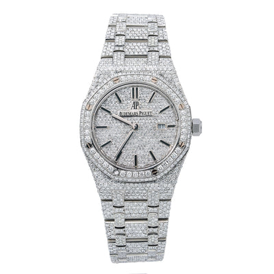 Audemars Piguet Royal Oak Lady 67651 33MM Silver Diamond Dial With Stainless Steel Bracelet