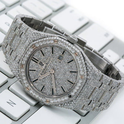 Audemars Piguet Royal Oak Lady 67651 33MM Silver Diamond Dial With Stainless Steel Bracelet