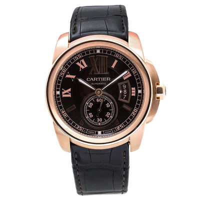 18K Rose Gold Cartier Calibre W710007 42mm Dark Brown Dial