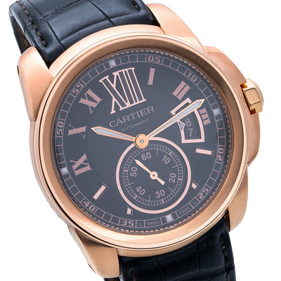 18K Rose Gold Cartier Calibre W710007 42mm Dark Brown Dial