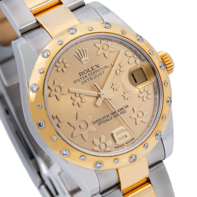 Rolex Datejust 178343 Champagne Flower Dial With Two Tone Oyster Bracelet