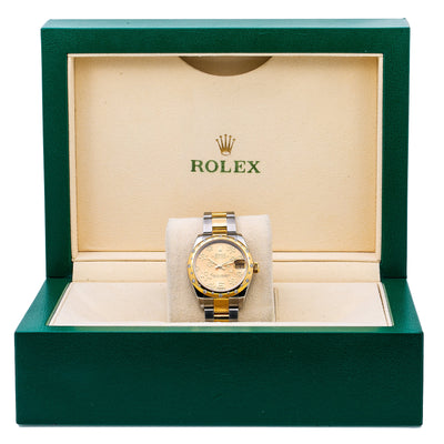 Rolex Datejust 178343 Champagne Flower Dial With Two Tone Oyster Bracelet