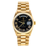 18K Yellow Gold Rolex President Day-Date 18038 36mm Black Dial with Roman Numerals