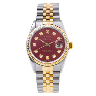 Two Tone Rolex Datejust 16013 36mm Red Dial