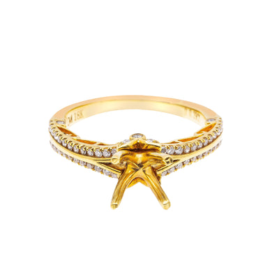 18K Yellow Semi Mount Gold Round Shaped Ring