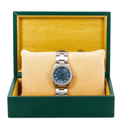 Rolex Oyster Perpetual Diamond Watch, Datejust 67513 31mm, Blue Mother of Pearl Diamond Dial With 1.05 CT Diamonds