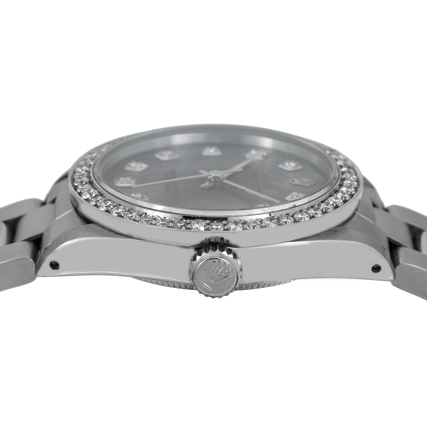 Rolex Oyster Perpetual Diamond Watch, Datejust 67513 31mm, Blue Mother of Pearl Diamond Dial With 1.05 CT Diamonds