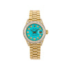 Rolex Lady-Datejust Diamond Watch, 6917 26mm, Turquoise Diamond Dial With Yellow Gold President Bracelet