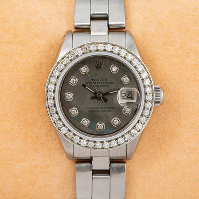 Rolex Oyster Perpetual Diamond Watch, DateJust 6916 26mm, Gray Diamond Dial With 0.90 CT Diamonds