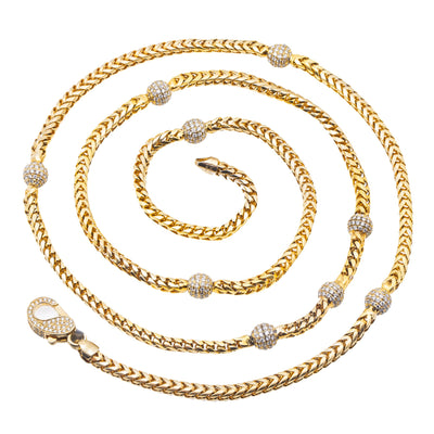 14K Yellow Gold  Chain with Round Shaped Balls