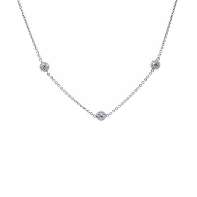 18K White Gold Diamond Necklace With Small Balls