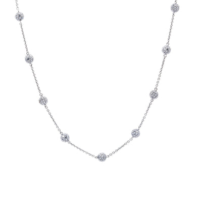 14K White Gold Diamond Necklace With Small Balls