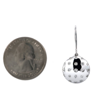 18K White Gold Ladies Drop Sphere Shaped  Earrings With 0.50 CT Diamonds