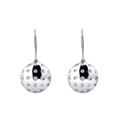 18K White Gold Ladies Drop Sphere Shaped  Earrings With 0.50 CT Diamonds