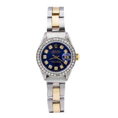 Rolex Lady-Datejust 69173 26MM Blue Diamond Dial  With 0.90 CT Diamonds