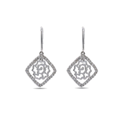 18K White Gold Ladies Drop Earrings With 0.5 CT Diamonds