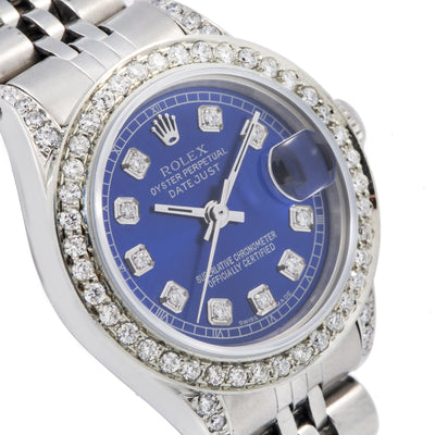 Rolex Lady-Datejust 6917 26MM Blue Diamond Dial With 1.25 CT Diamonds