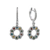 14K White Gold Ladies Drop Earrings colored Diamonds With 1.48 CT Diamonds