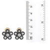 18K White Gold Flower Shaped Earrings With White and Black Diamonds