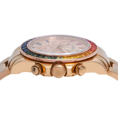 Rolex Daytona Diamond Watch, 116505 40mm, Rainbow Diamond Dial With Rose Gold Oyster Bracelet