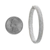 18K White Gold Ladies Round Earrings With White Diamonds