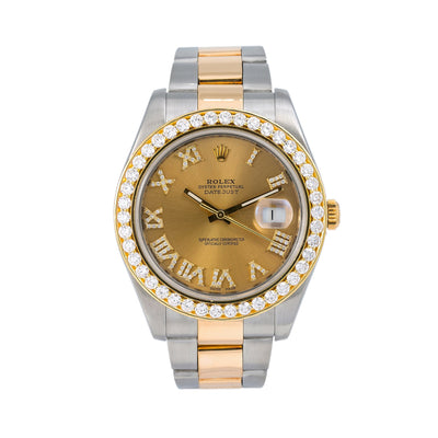 Rolex Datejust II Diamond Watch, 116333 41mm, Champagne Diamond Dial Two Tone Oyster Bracelet