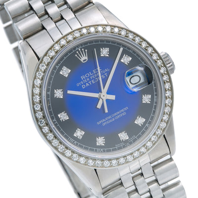 Rolex Datejust Diamond Watch, 36mm, Blue Diamond Dial With Stainless Steel Jubilee Bracelet