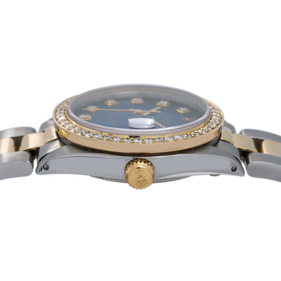 Rolex Datejust Diamond Watch, 31mm, Blue Diamond Dial With 1.25 CT Diamonds Oyster Two Tone Bracelet