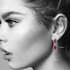 18K Yellow Gold  Tears Shaped Ladies Earrings With White Diamonds and Ruby