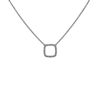 18K White Gold Square-Shaped Floating Women's Necklace With 0.18 CT Diamonds